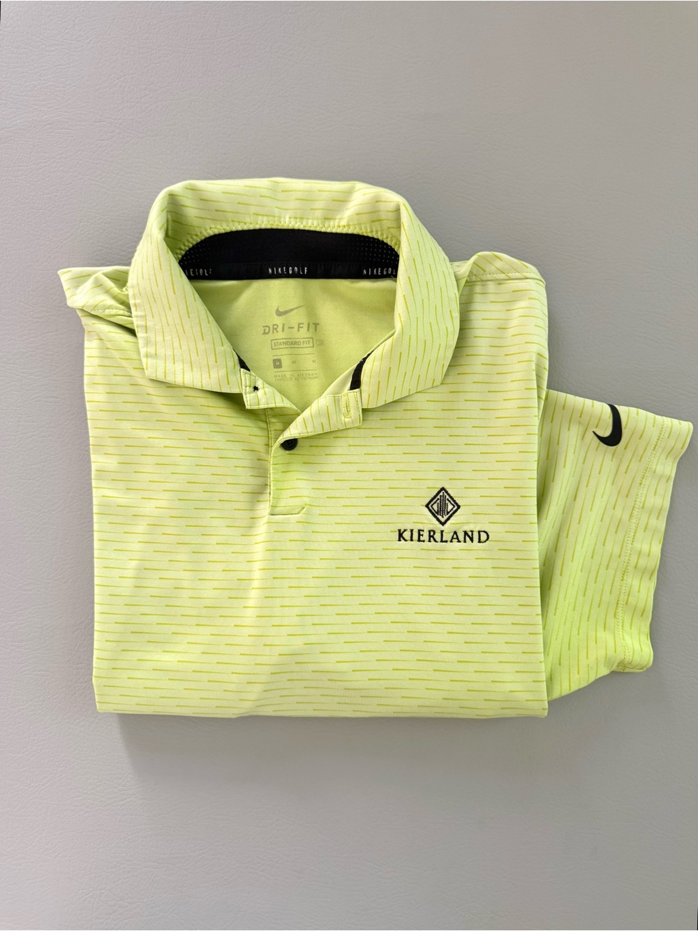 Nike Men’s Dri-Fit Kierland Golf Polo Shirt Neon Green Yellow Medium Hole Marks
